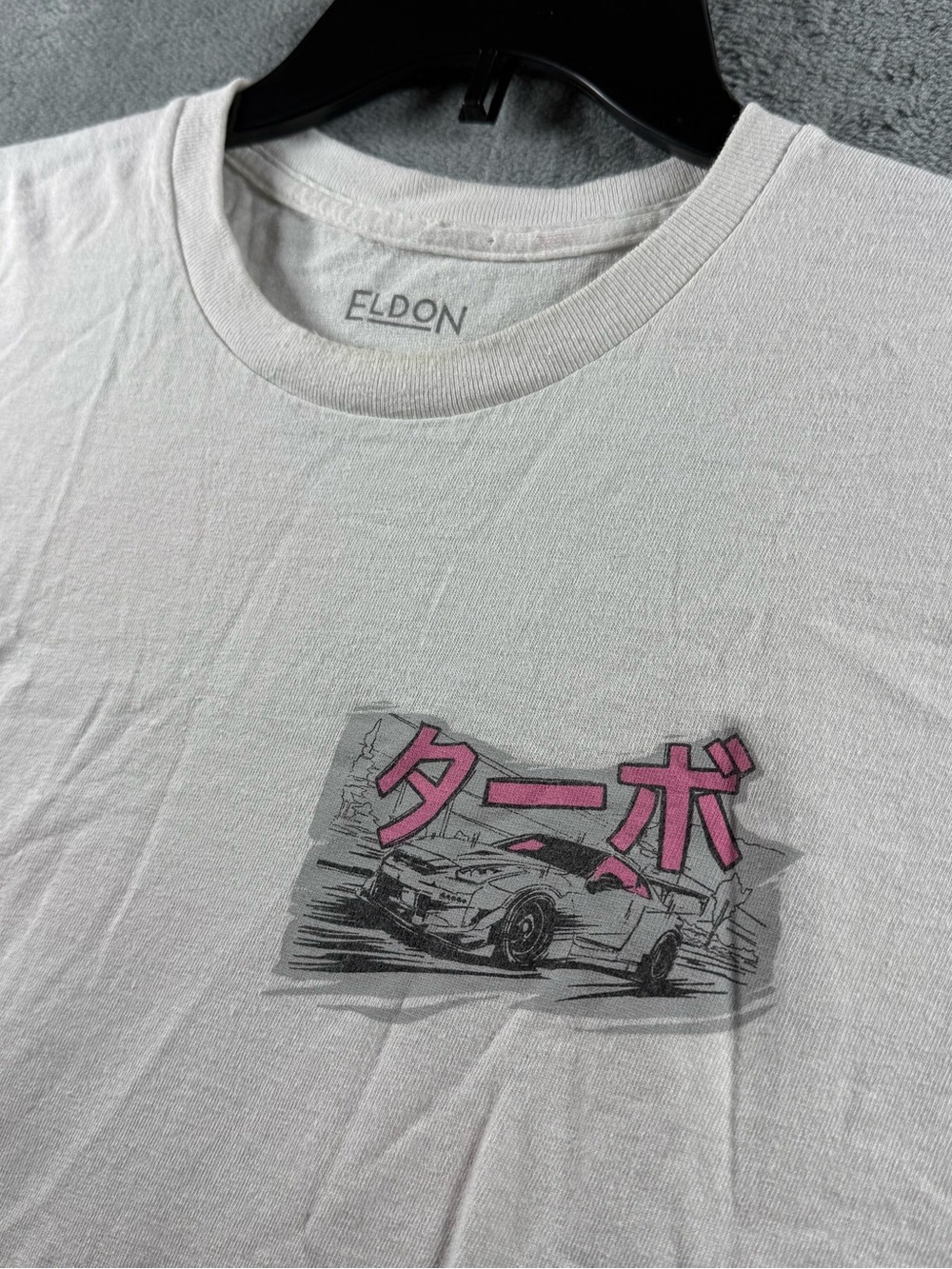 Eldon Drift Car Graphic T-Shirt XXL White JDM 90s Retro Old School Anime Vibe